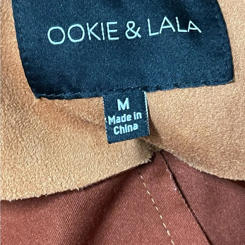 Ookie & LaLa coat size medium burnt orange faux suede trench coat jacket‎ 🧡